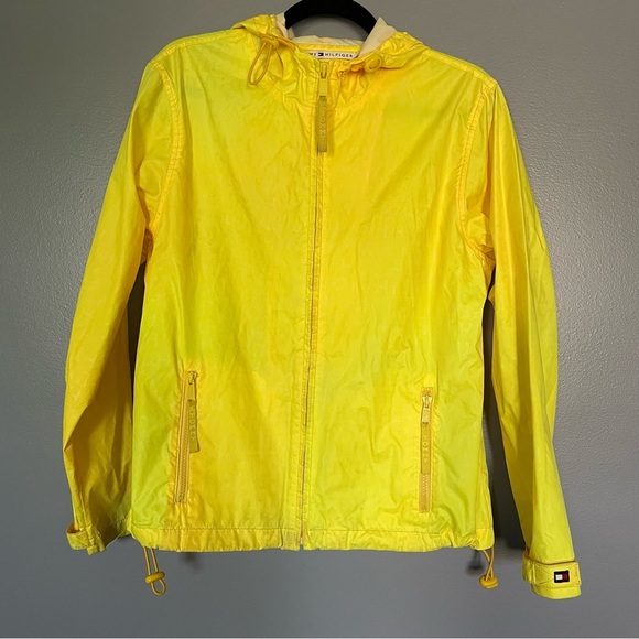 Tommy Hilfiger Yellow Rain Jacket Windbreaker Sz M VINTAGE - Picture 4 of 10